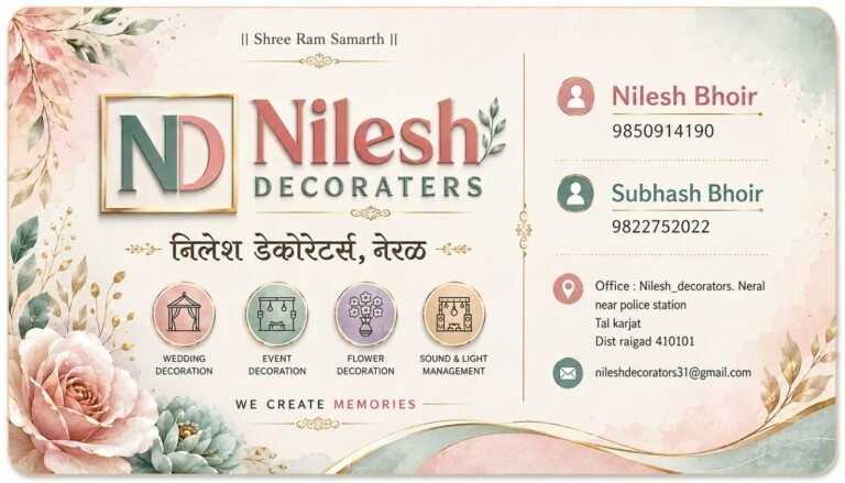 Nilesh Decorators Contact Details with Decoration Portfolio